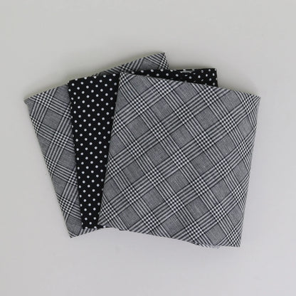 3-Pack Cotton Hankies - Grey Check/ Black Spot