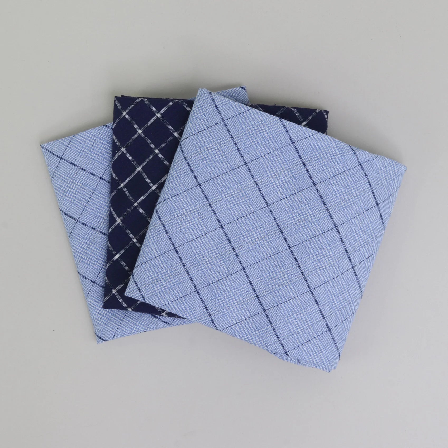 3-Pack Cotton Hankies - Blue Check