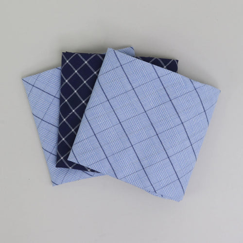 3-Pack Cotton Hankies - Blue Check