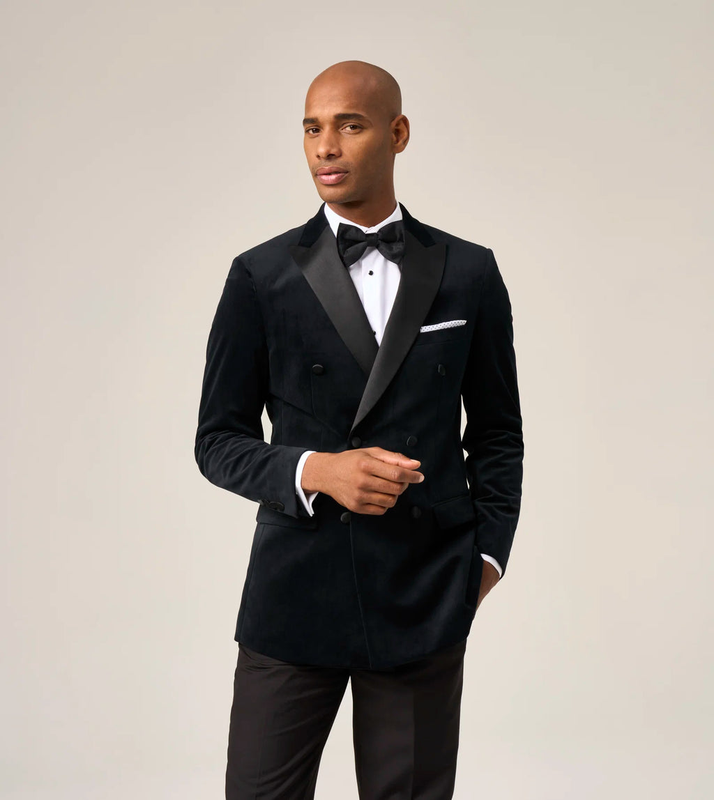 Jive Velvet Double Breasted Jacket - Black