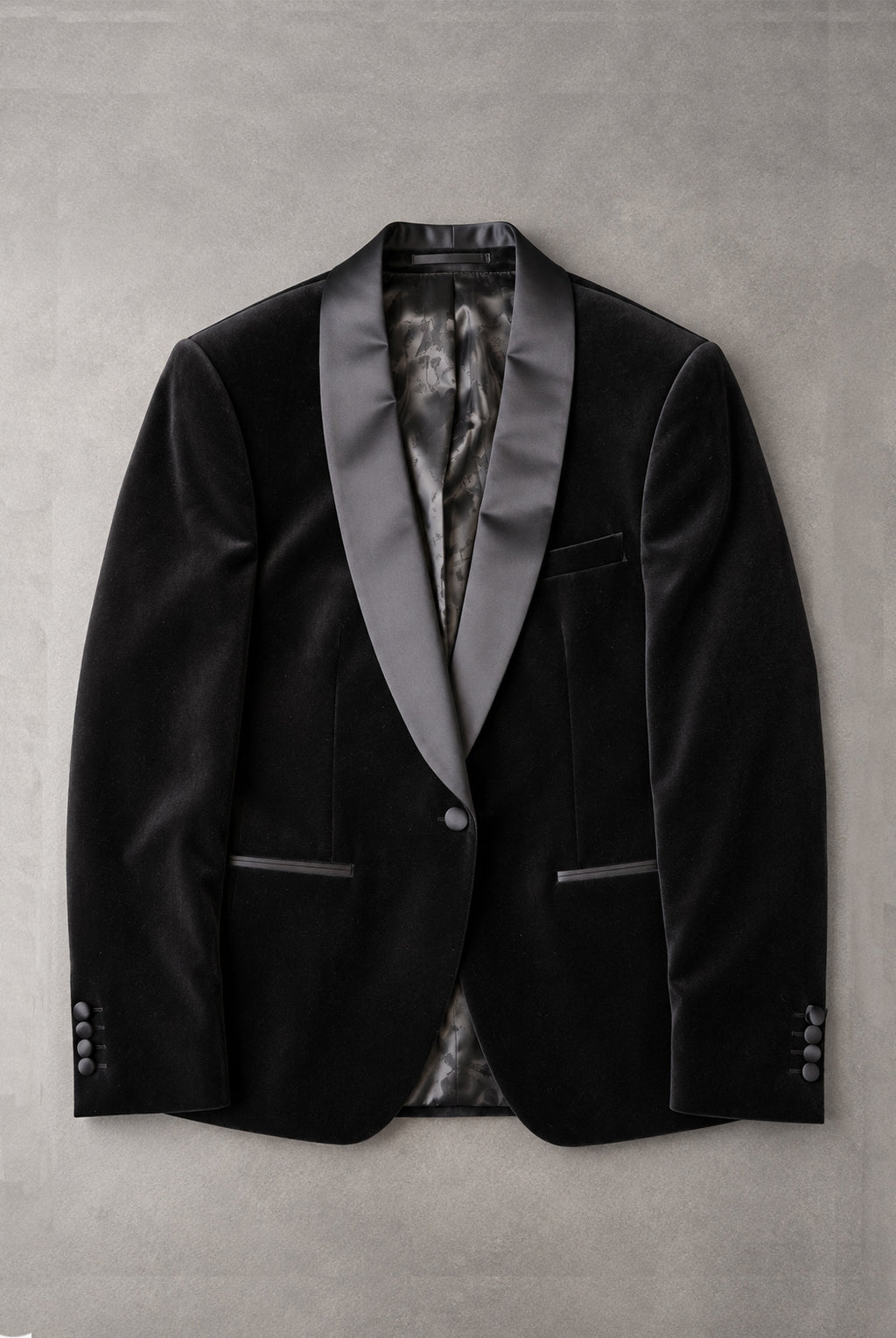 Romeo Velvet Shawl Collar Jacket - Black