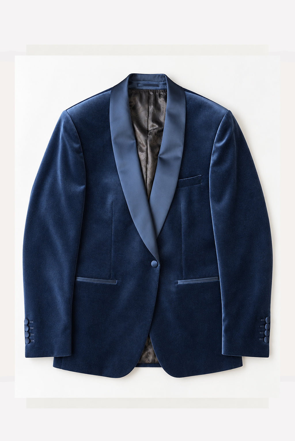 Romeo Velvet Shawl Collar Jacket - Blue