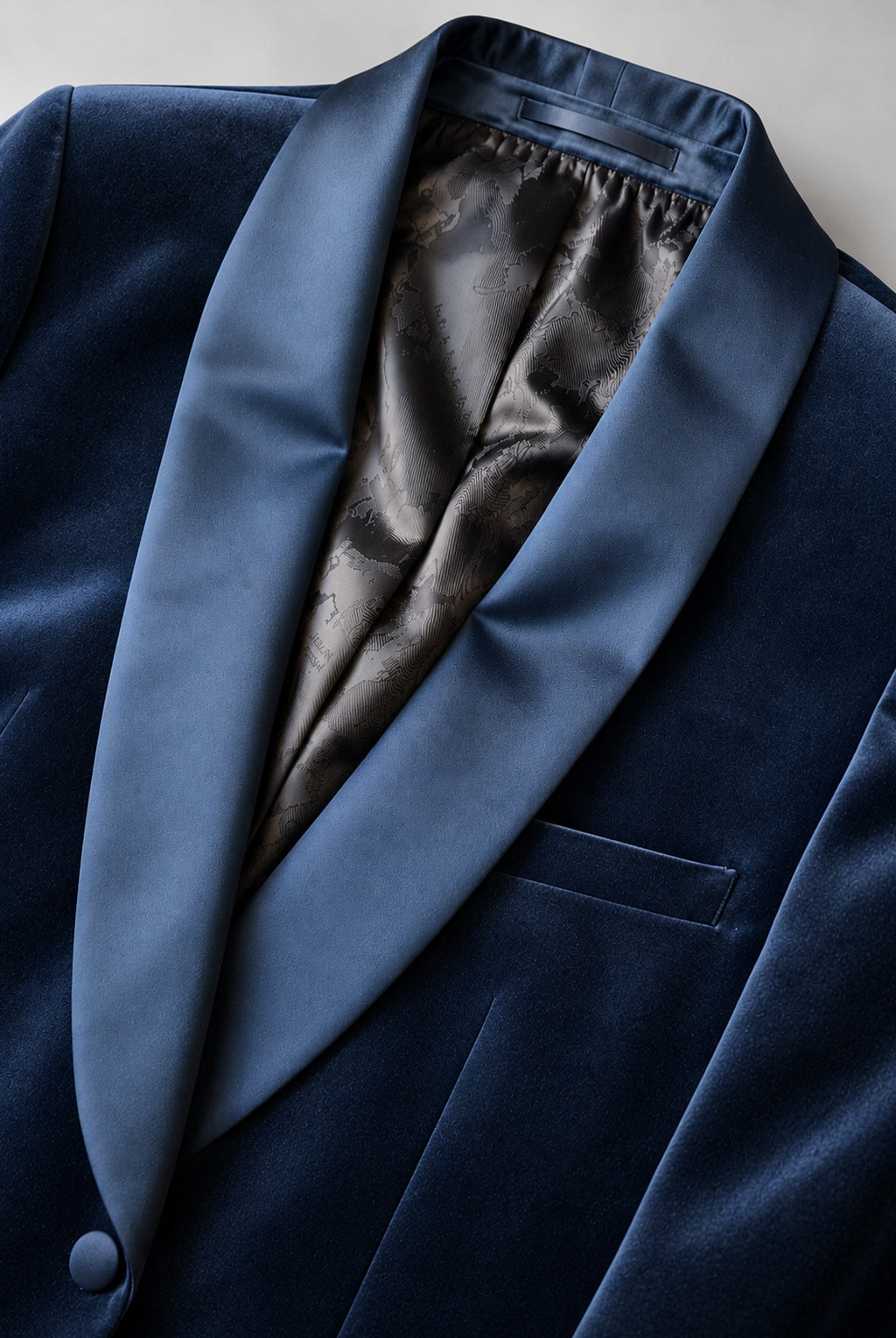 Romeo Velvet Shawl Collar Jacket - Blue