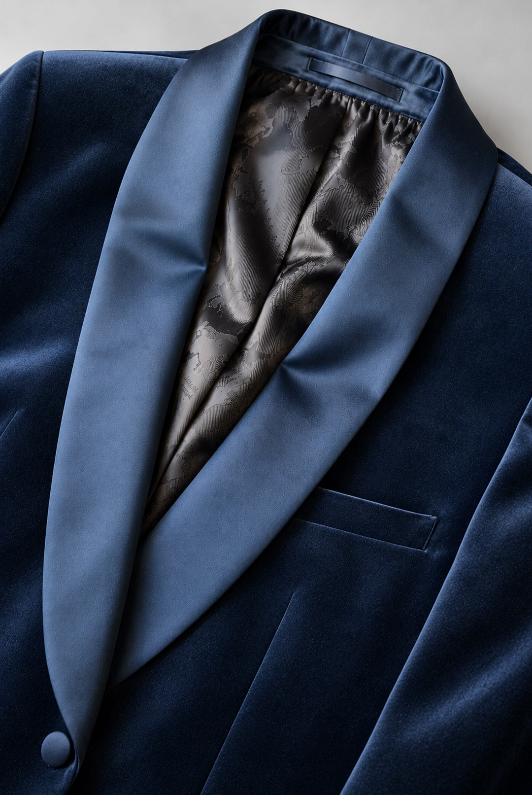 Romeo Velvet Shawl Collar Jacket - Blue