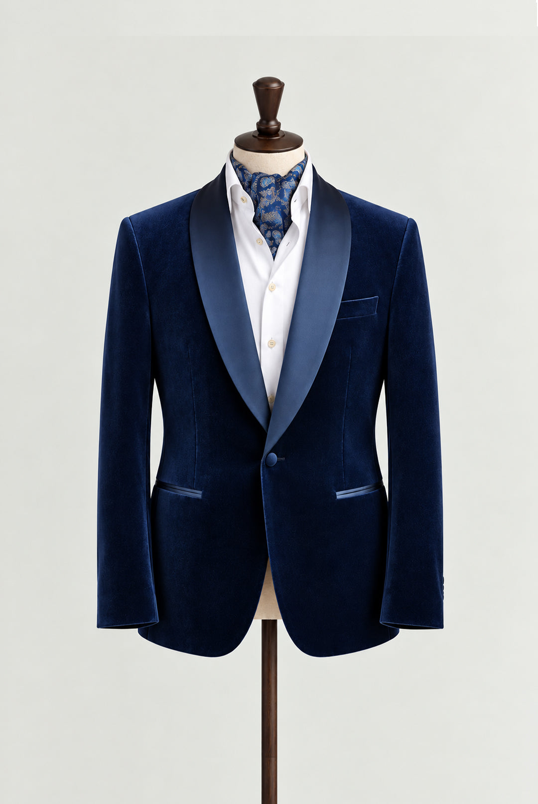 Romeo Velvet Shawl Collar Jacket - Blue