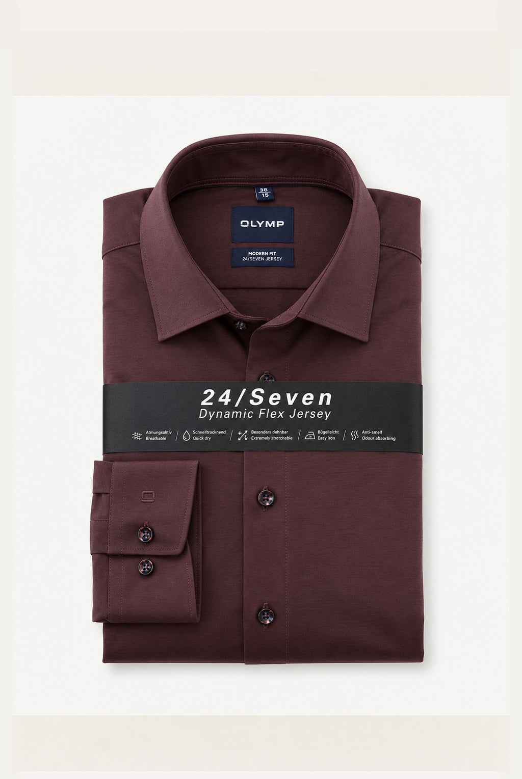 24/7 Jersey Stretch Long Sleeve Shirt - Burgundy
