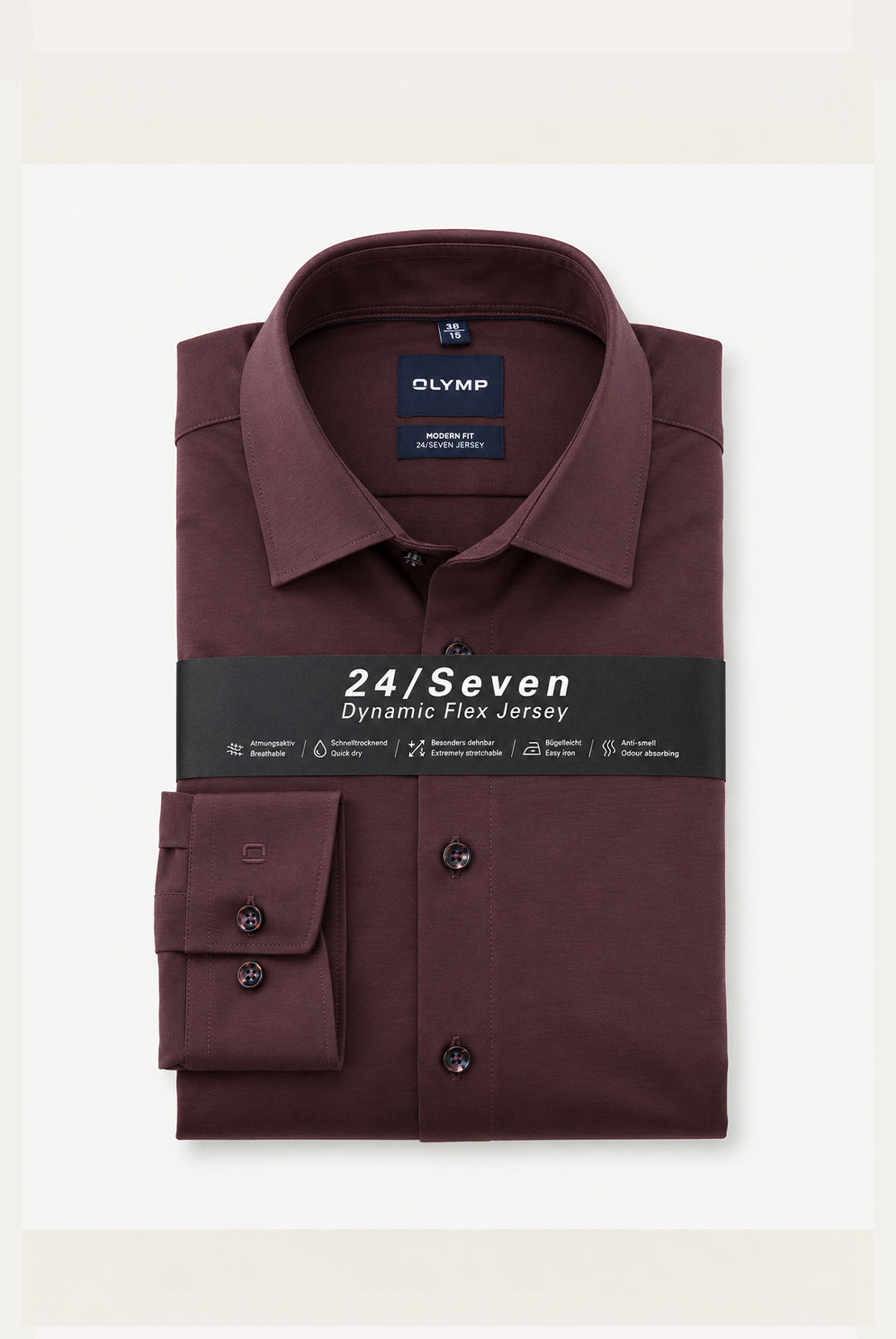 24/7 Jersey Stretch Long Sleeve Shirt - Burgundy