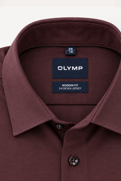 24/7 Jersey Stretch Long Sleeve Shirt - Burgundy