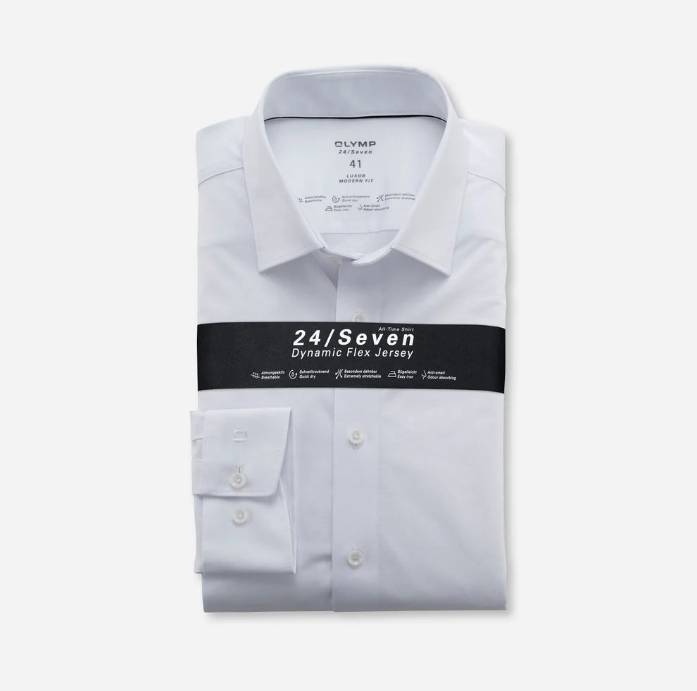 24/7 Jersey Stretch Long Sleeve Shirt - White