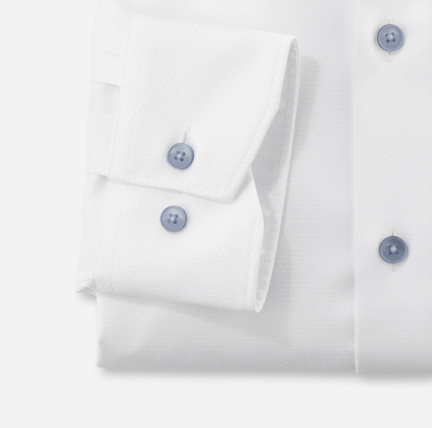 Olymp Luxor Modern Fit - White Twill Light Blue Buttons