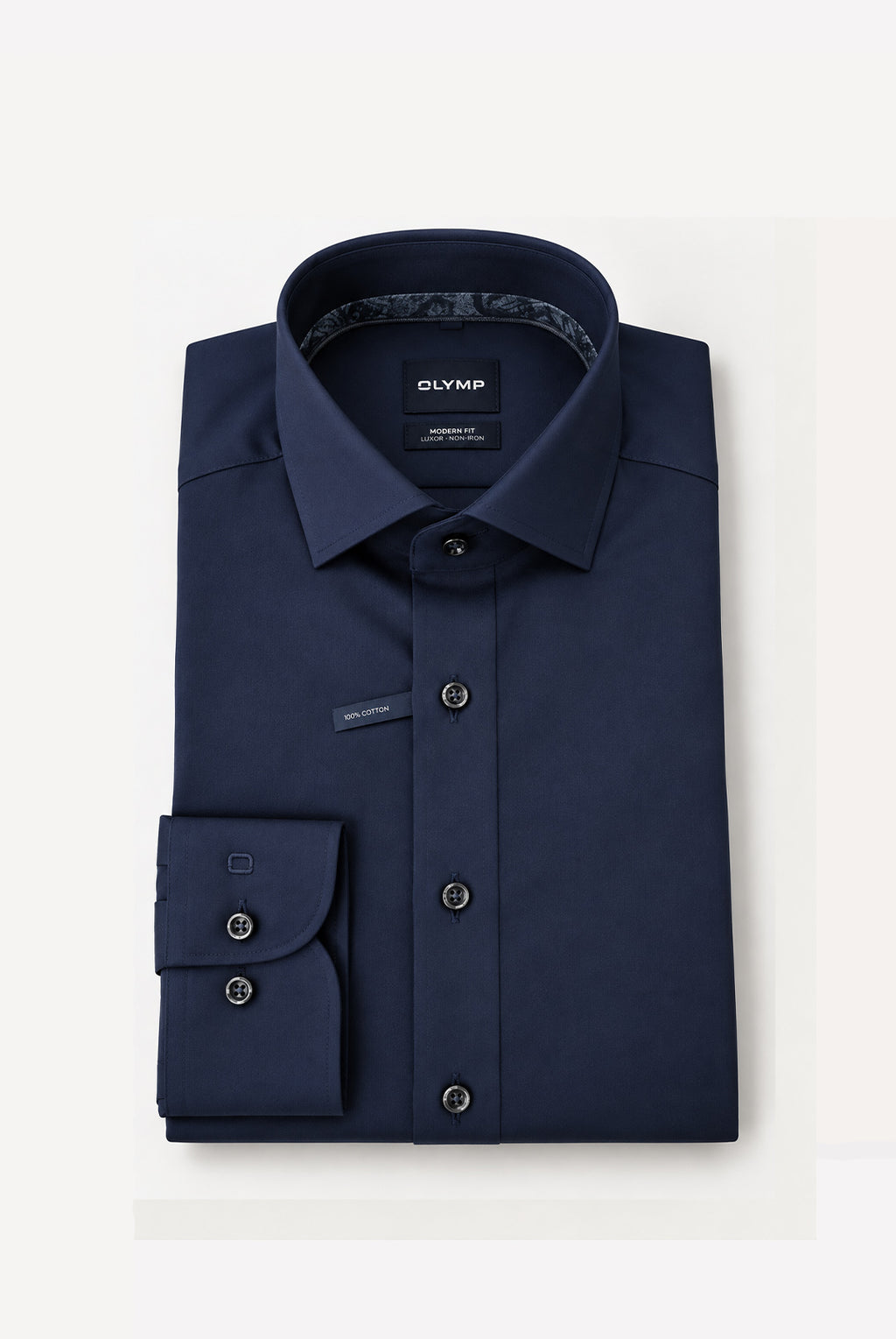 Luxor Business shirt, Modern Fit, Royal Kent - Navy / Paisley Trim