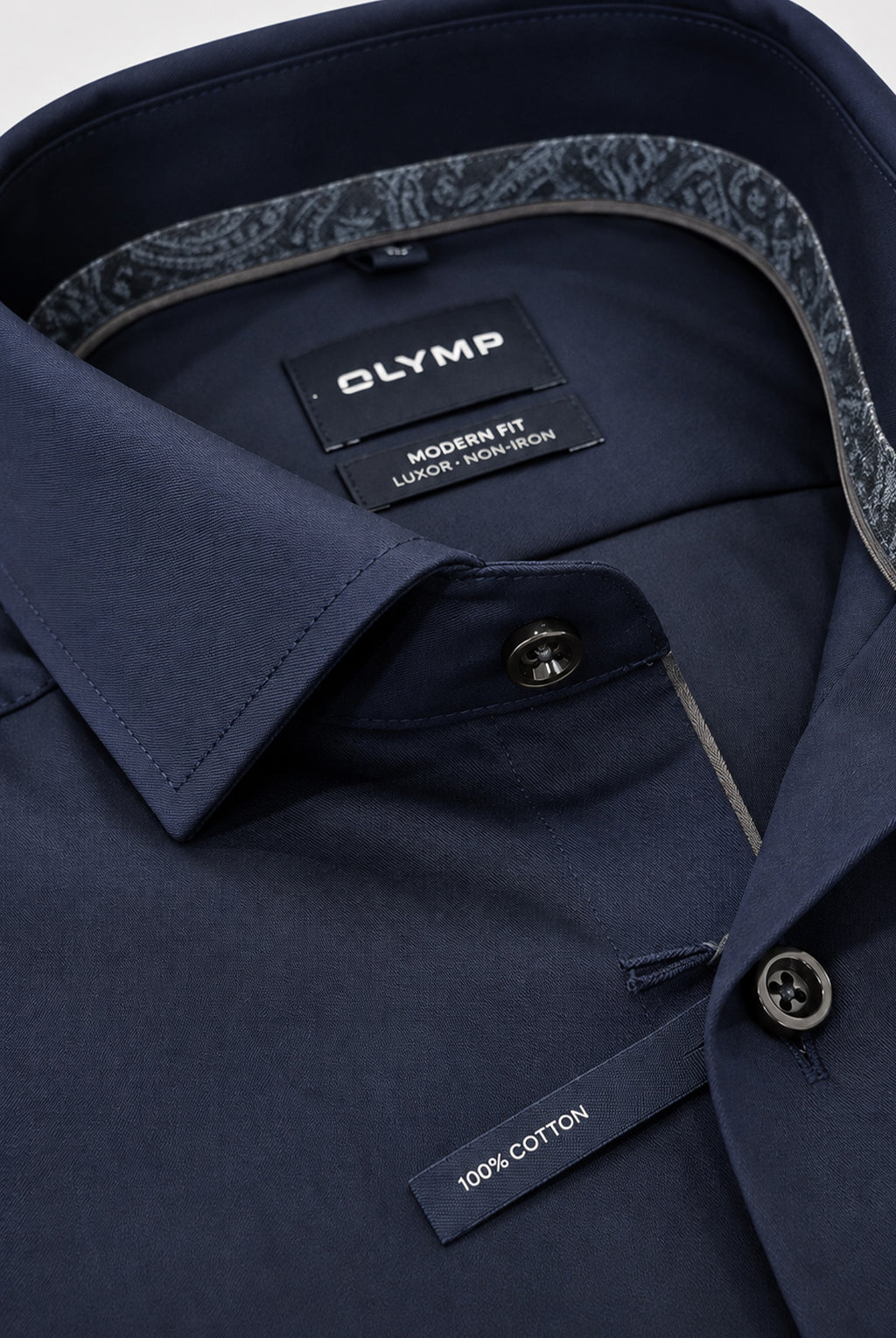 Luxor Business shirt, Modern Fit, Royal Kent - Navy / Paisley Trim