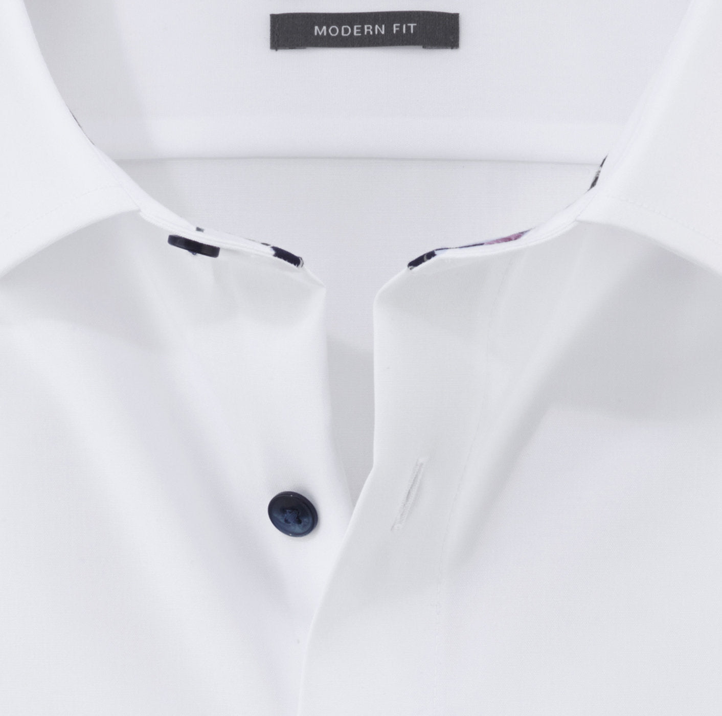 Olymp Luxor Modern Fit X-Tall - White Navy Floral Detail