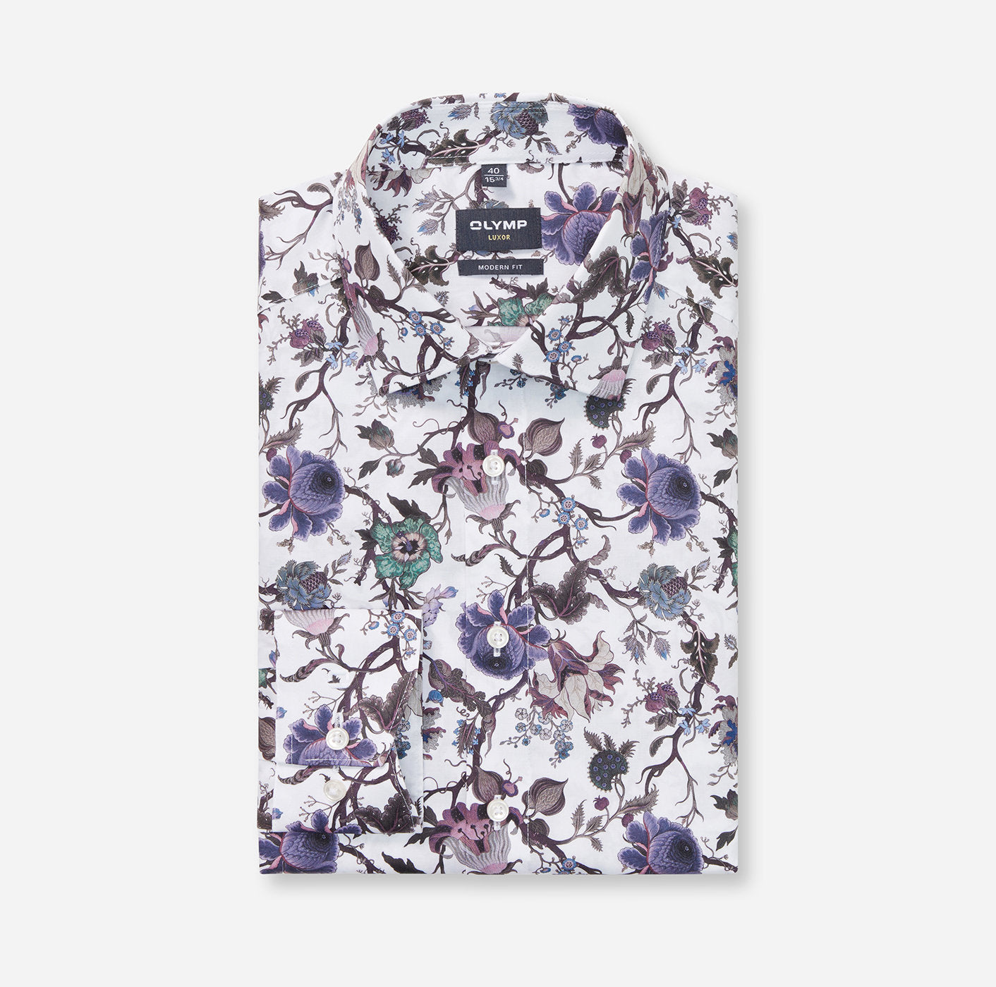 OLYMP Modern Fit Floral Shirt - White