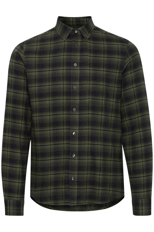 Soft Brushed-Cotton Check Shirt - Green