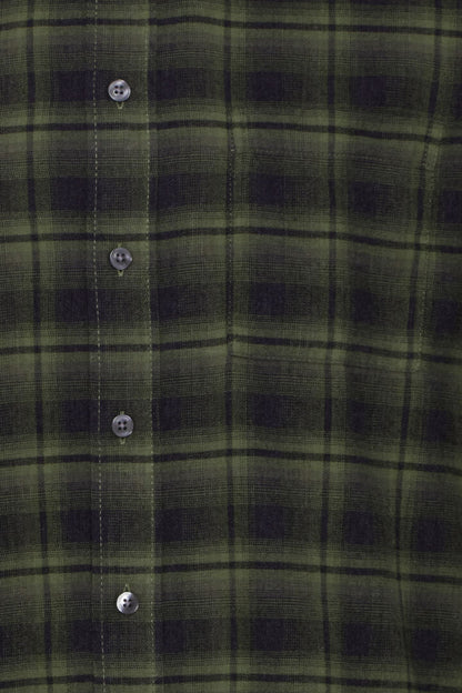 Soft Brushed-Cotton Check Shirt - Green