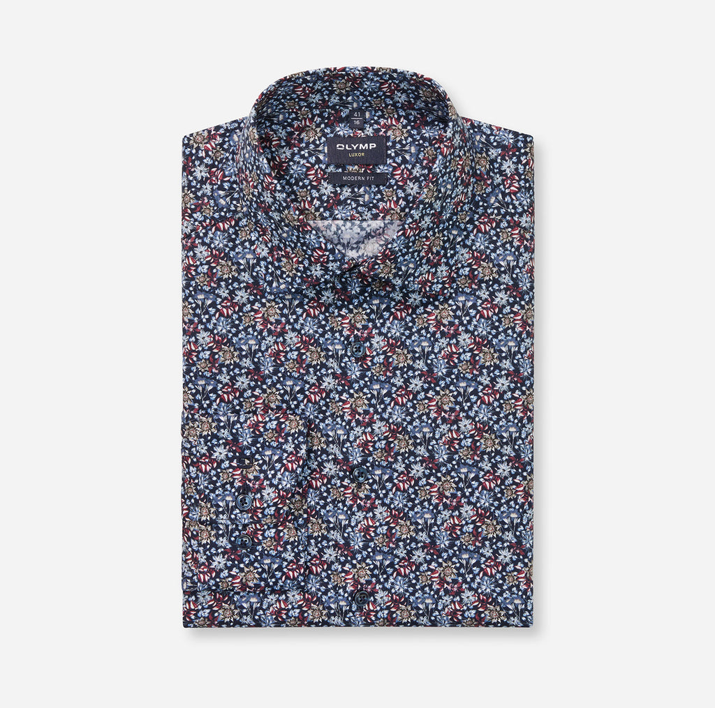 OLYMP X-TALL Modern Fit Long Sleeve Shirt - Mini Floral