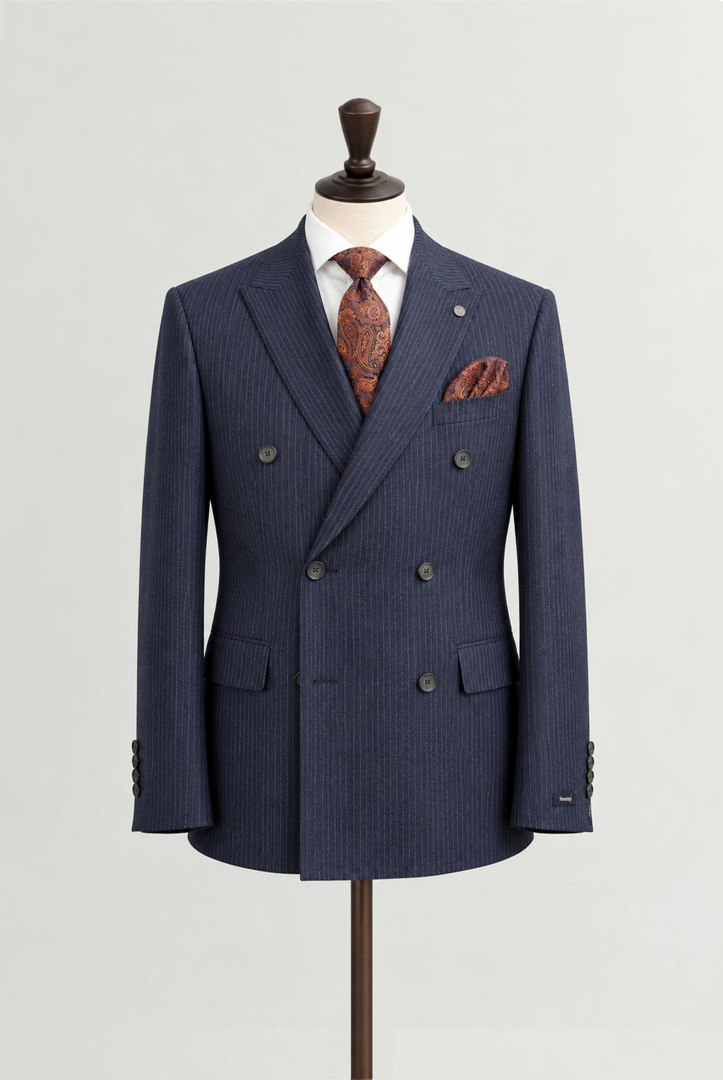 Remus Uomo Navy Pinstripe Double Breasted Suit