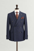 Remus Uomo Navy Pinstripe Double Breasted Suit
