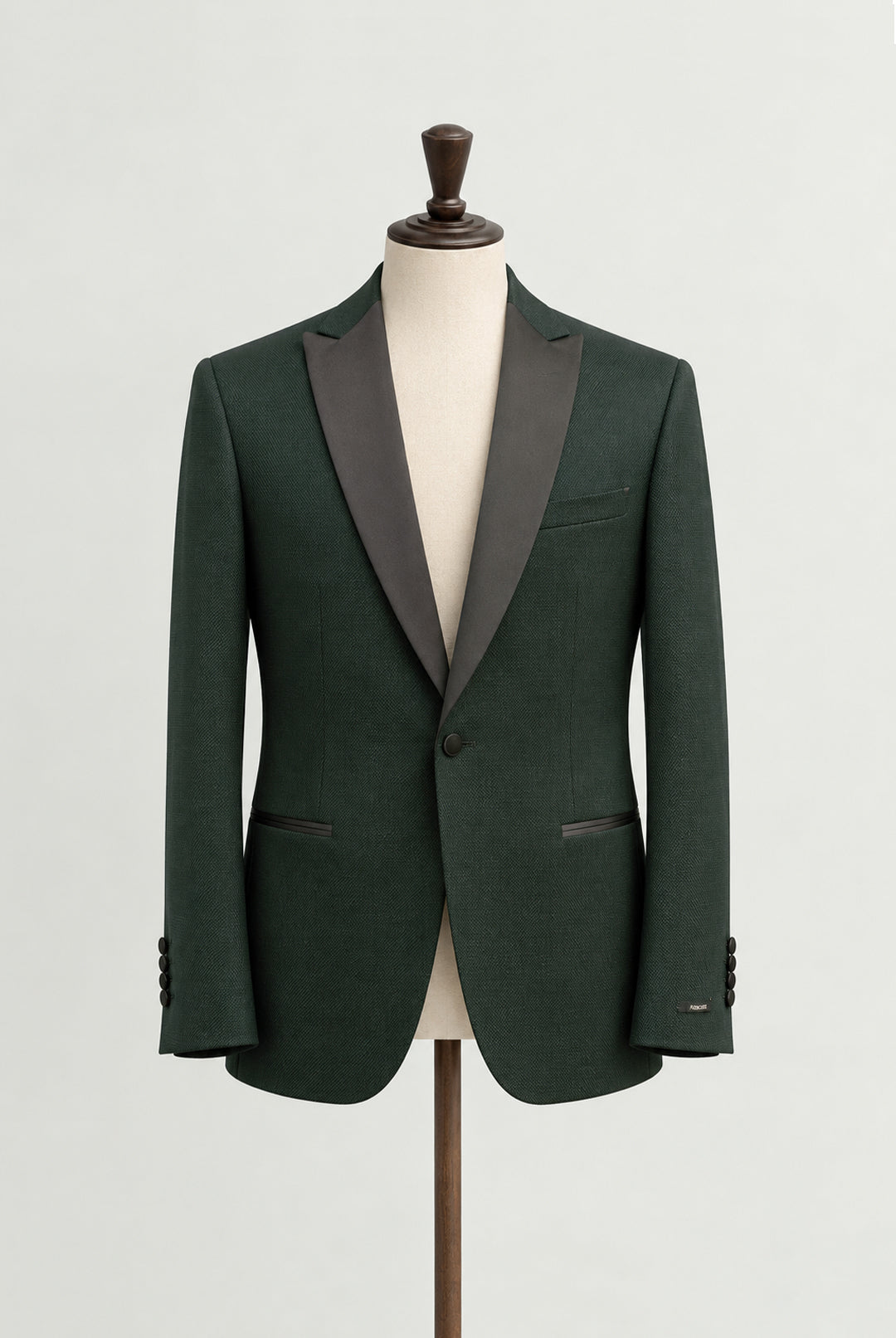 Passo Tapered Fit Textured Dinner Jacket - Green