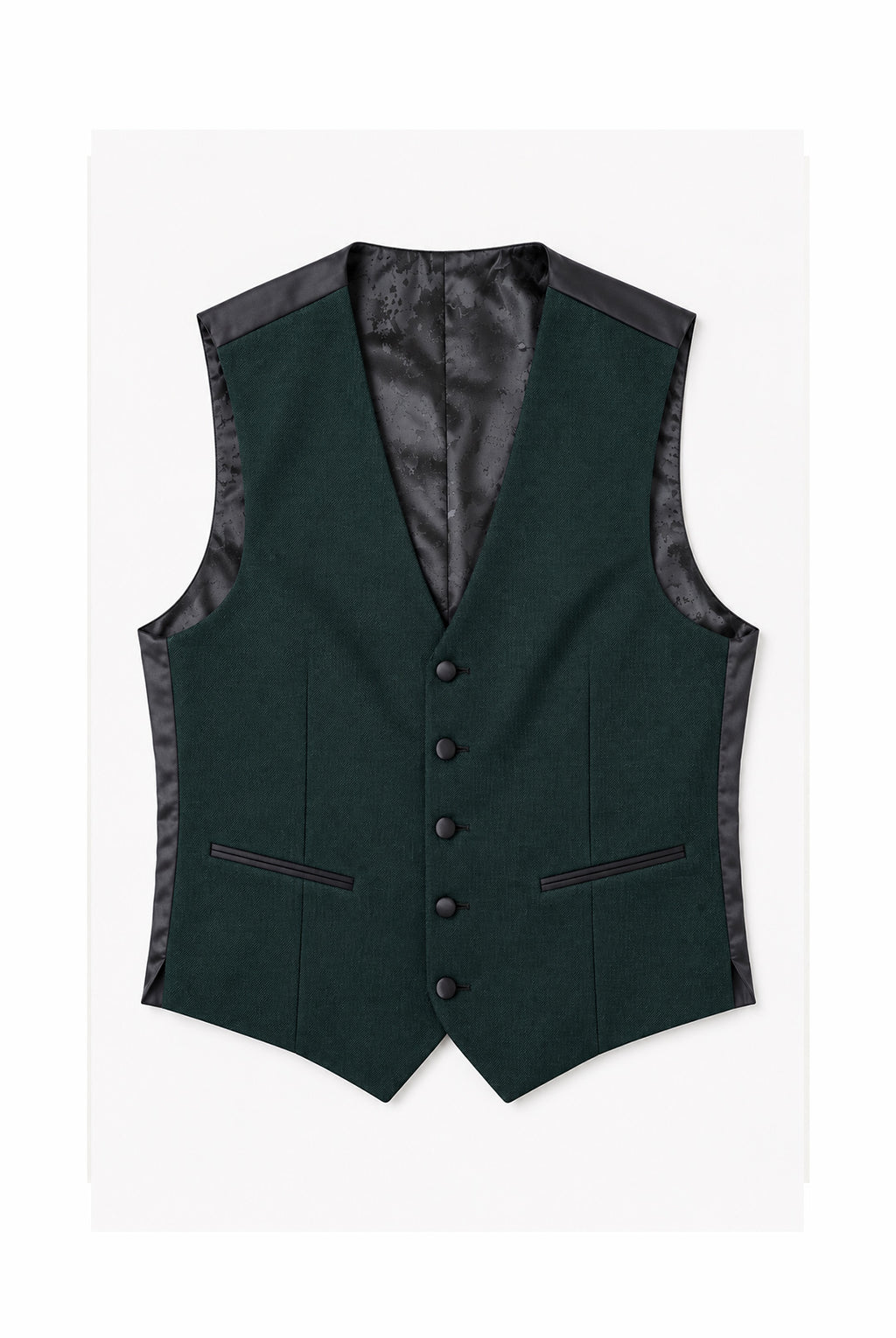 Passo Tapered Fit Textured Dinner Waistcoat - Green