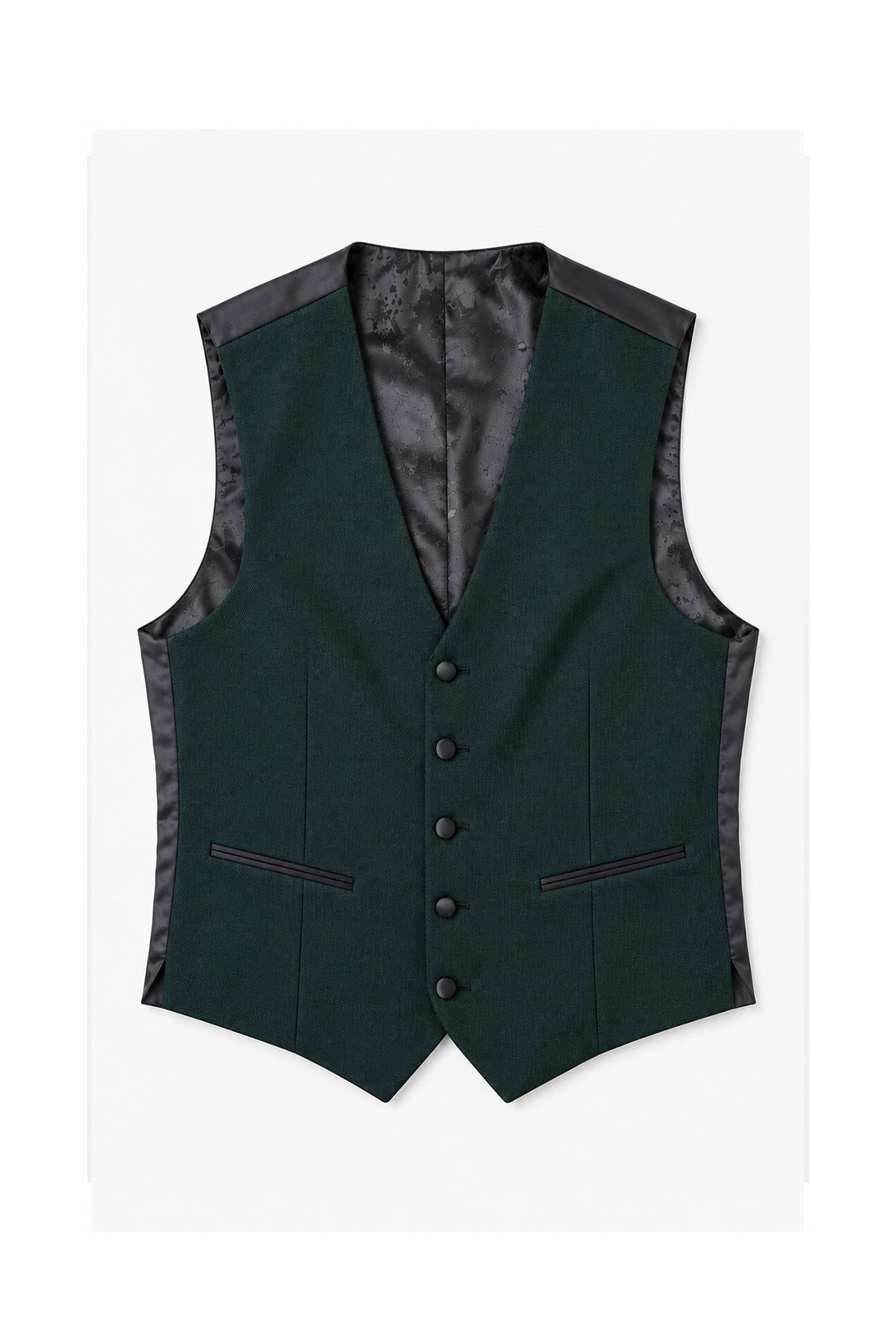 Passo Tapered Fit Textured Dinner Waistcoat - Green