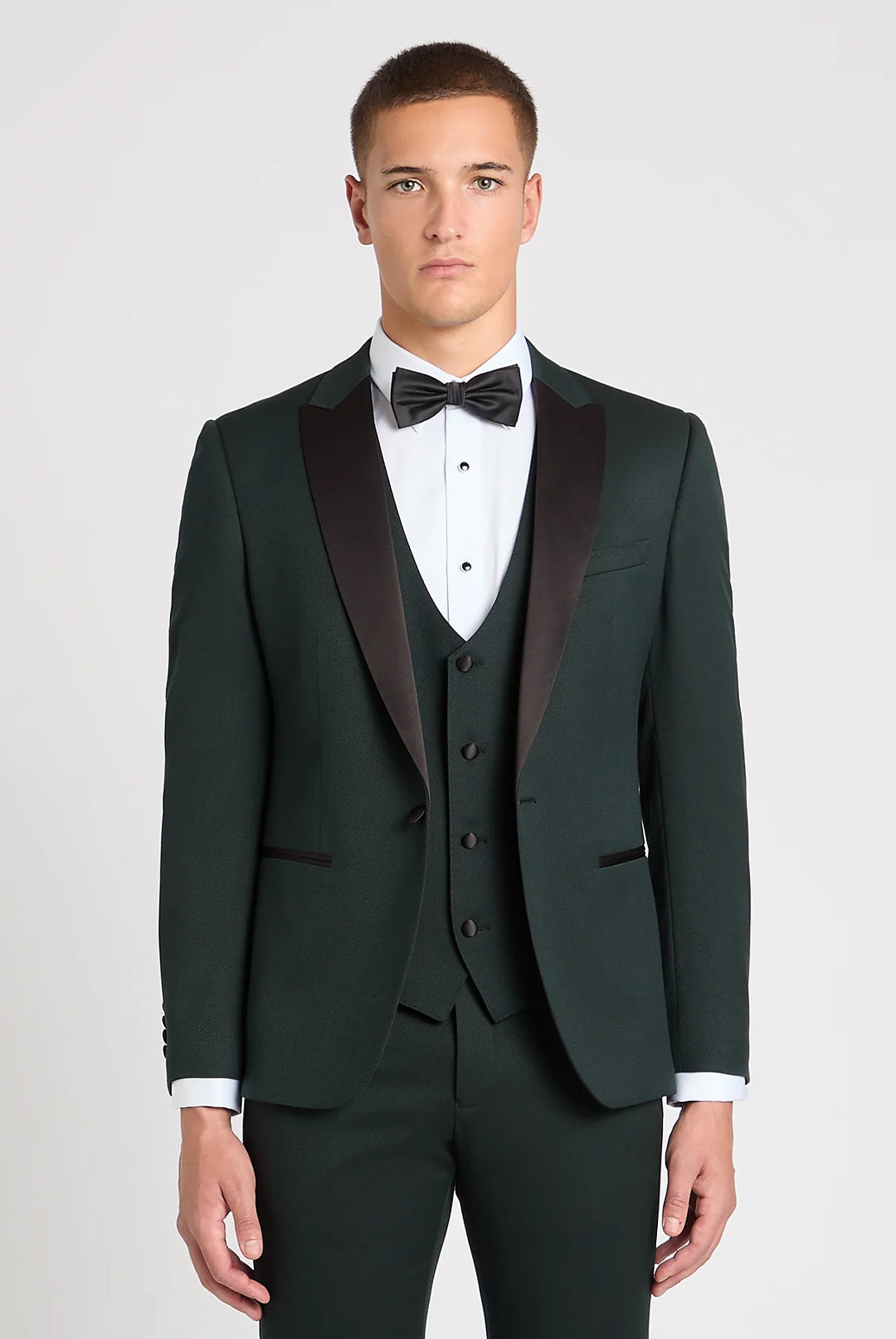 Passo Tapered Fit Textured Dinner Waistcoat - Green