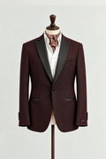 Passo Tapered Fit Textured Dinner Jacket - Burgundy