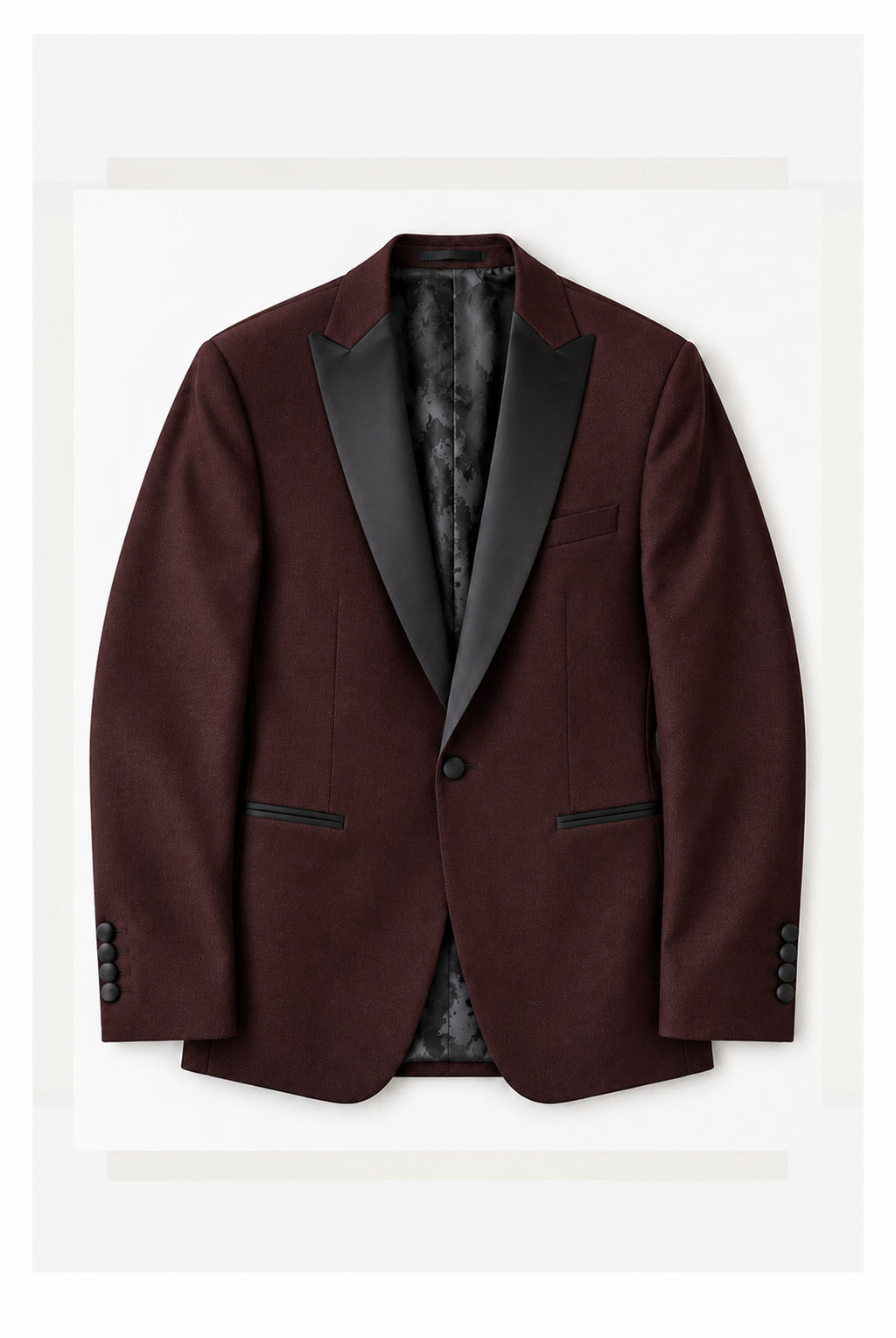 Passo Tapered Fit Textured Dinner Jacket - Burgundy