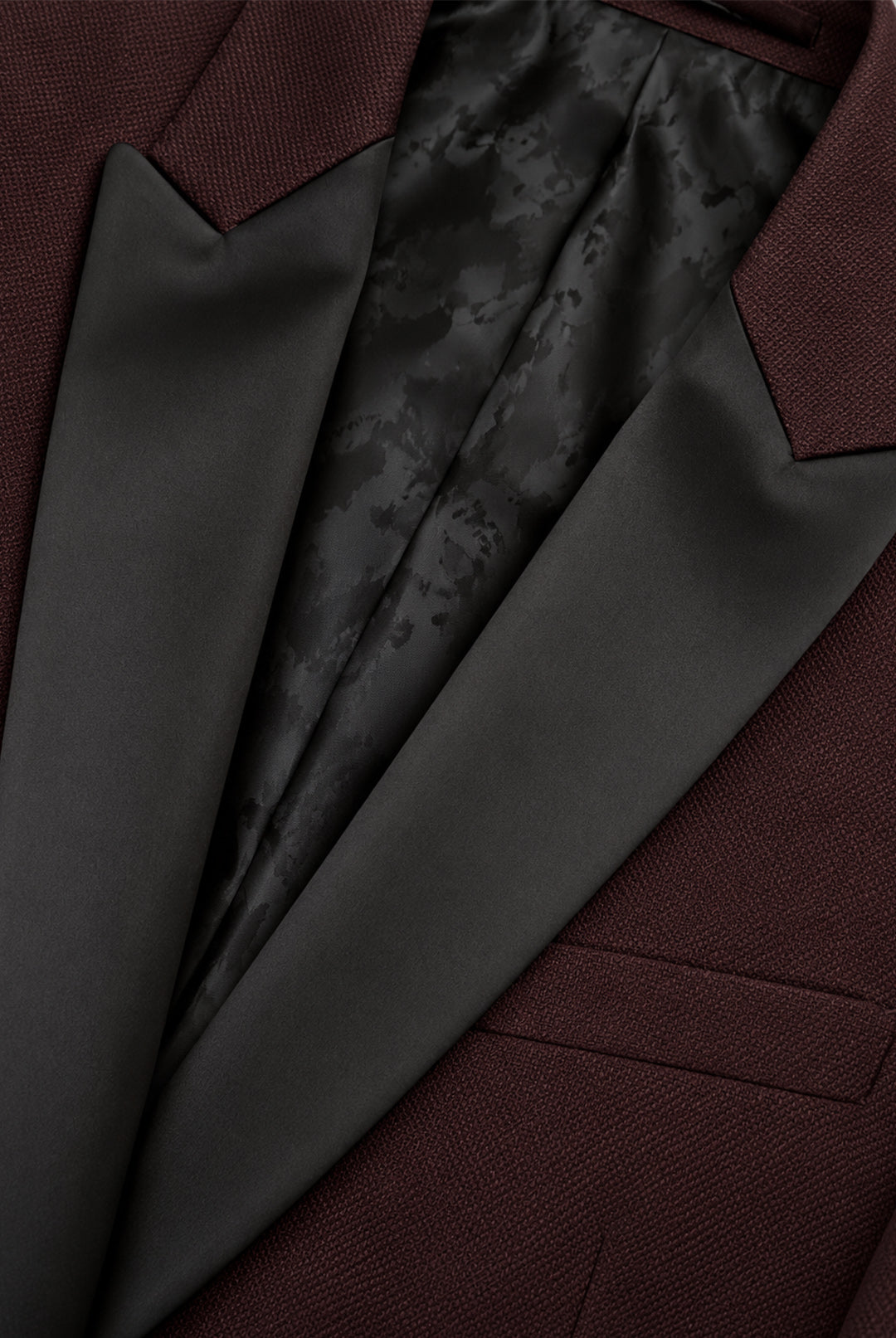 Passo Tapered Fit Textured Dinner Jacket - Burgundy