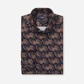OLYMP Modern Fit Long Sleeve Shirt - Dark Brown Wave Print