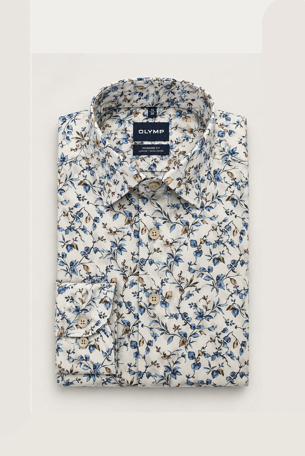 Luxor Business shirt, Modern Fit, New Kent - Taupe Floral