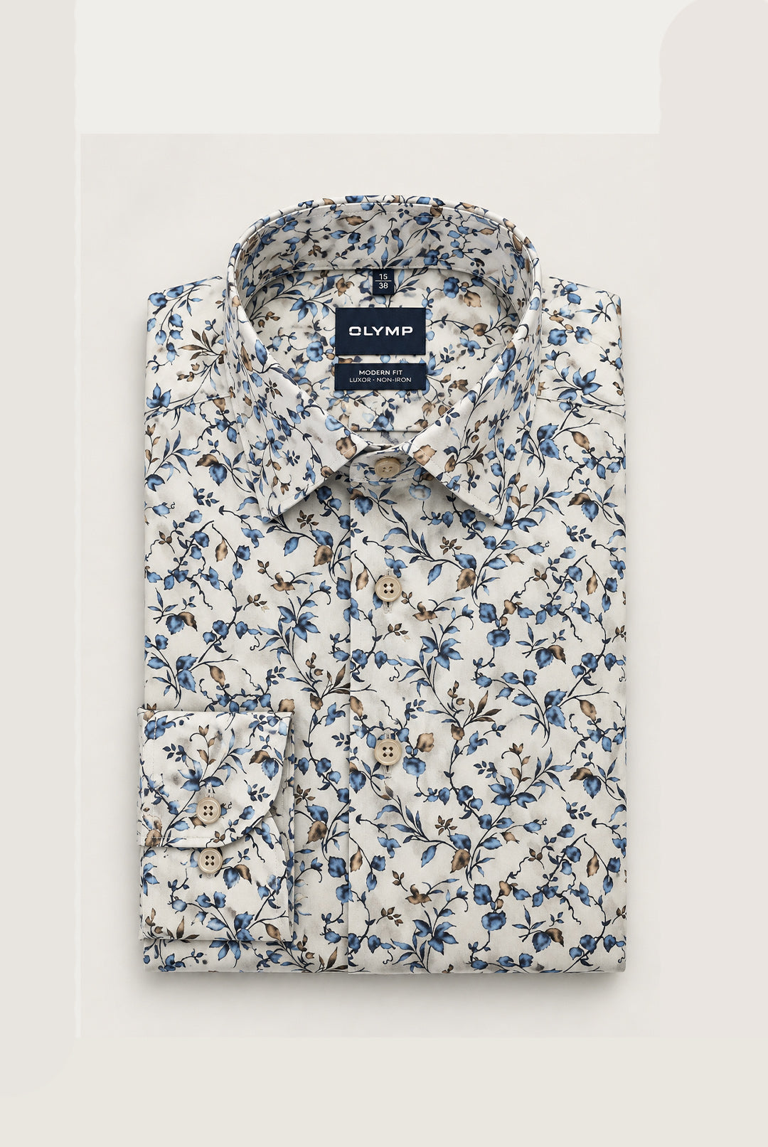 Luxor Business shirt, Modern Fit, New Kent - Taupe Floral