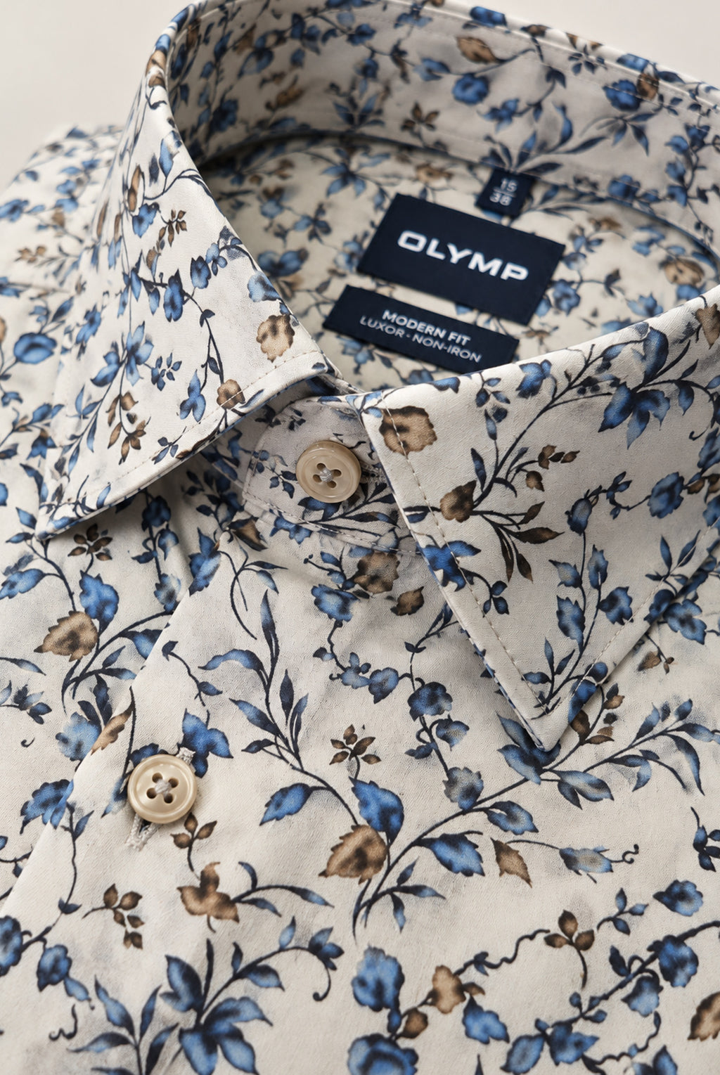 Luxor Business shirt, Modern Fit, New Kent - Taupe Floral