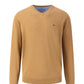 SOFT COTTON SWEATER WITH A V-NECK - Camel