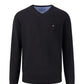 FINELY KNITTED V-NECK COTTON SWEATER - Black