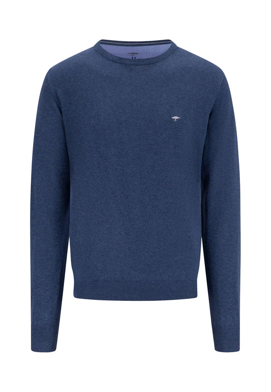 FINE-KNIT SWEATER WITH A CREW NECK - Night