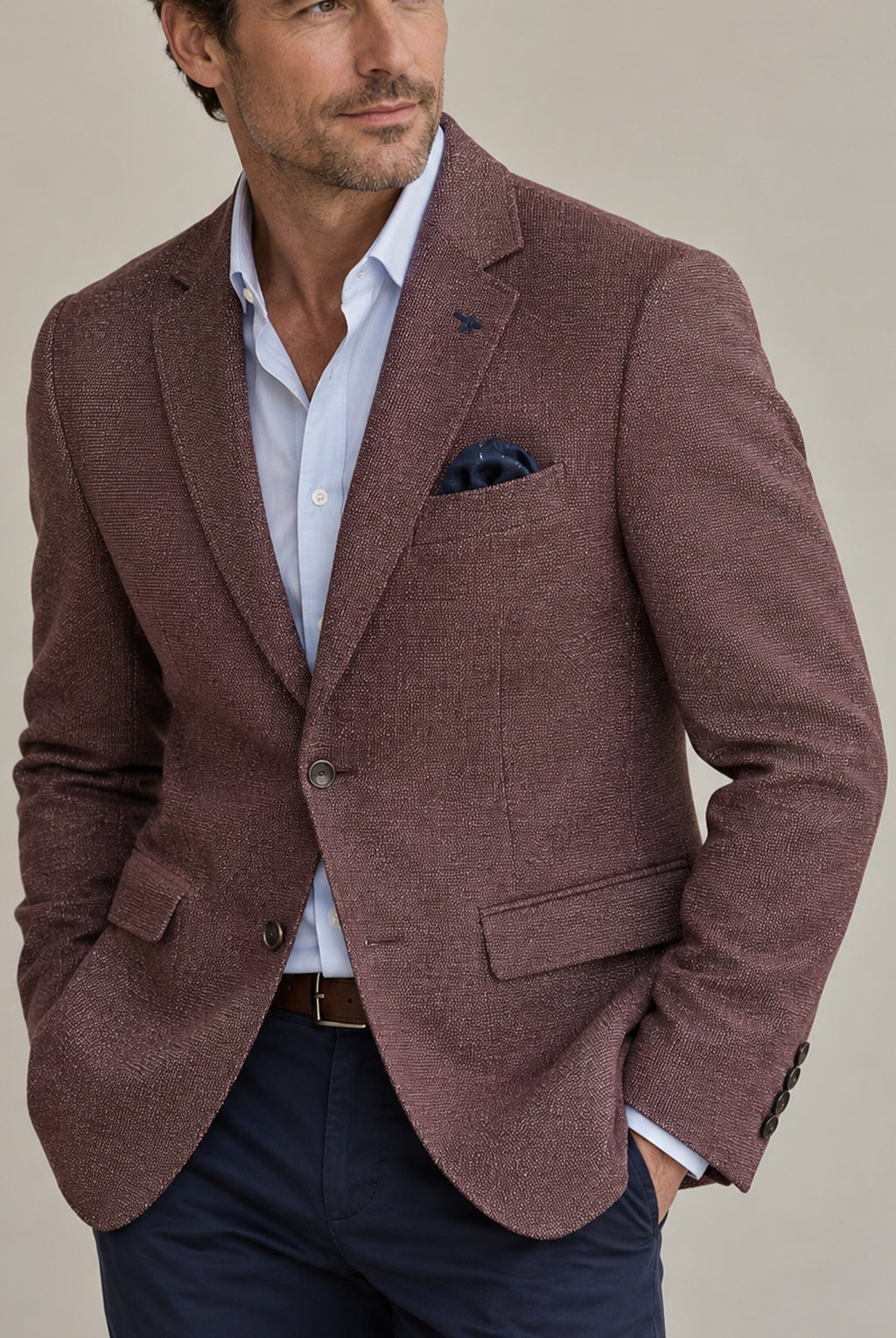 Dale Cotton Blend Textured Jacket – Red