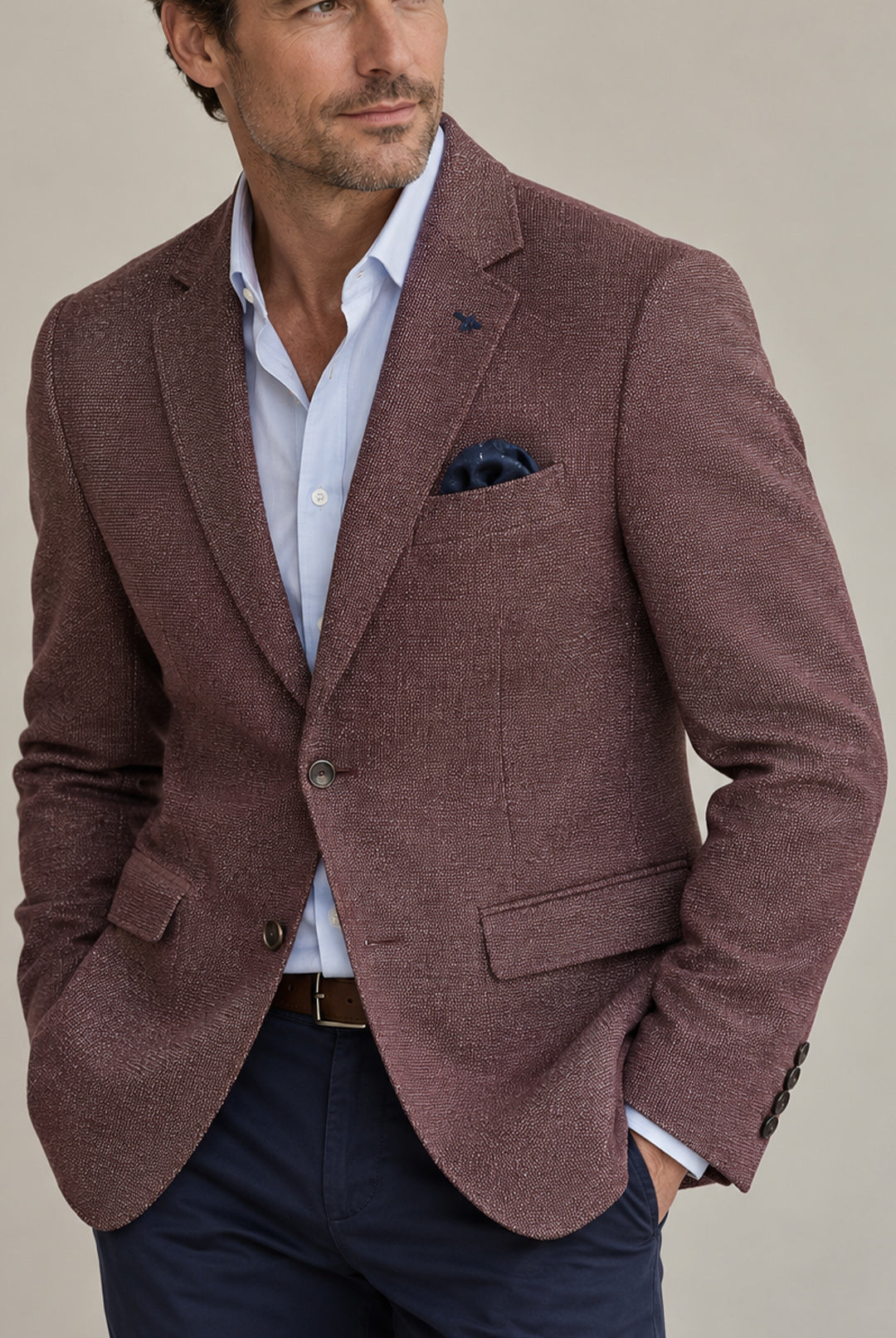 Dale Cotton Blend Textured Jacket – Red