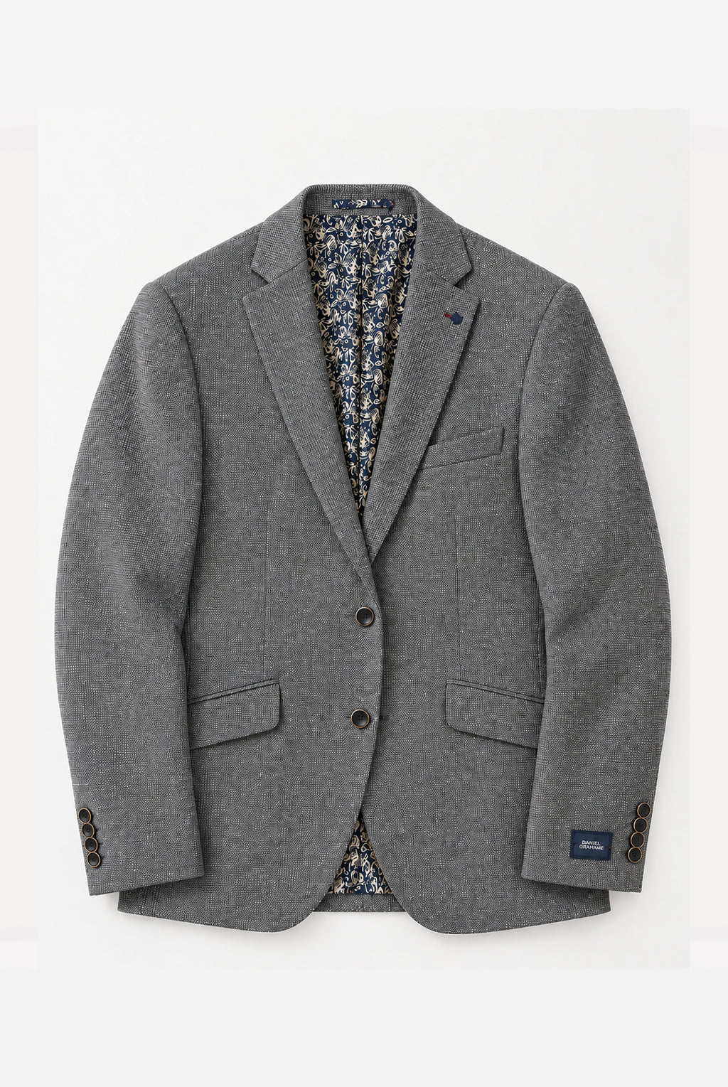 Dale Cotton Blend Textured Jacket – Grey Puppytooth