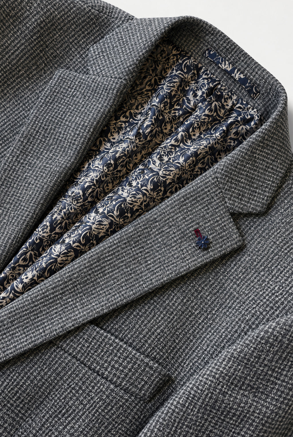 Dale Cotton Blend Textured Jacket – Grey Puppytooth