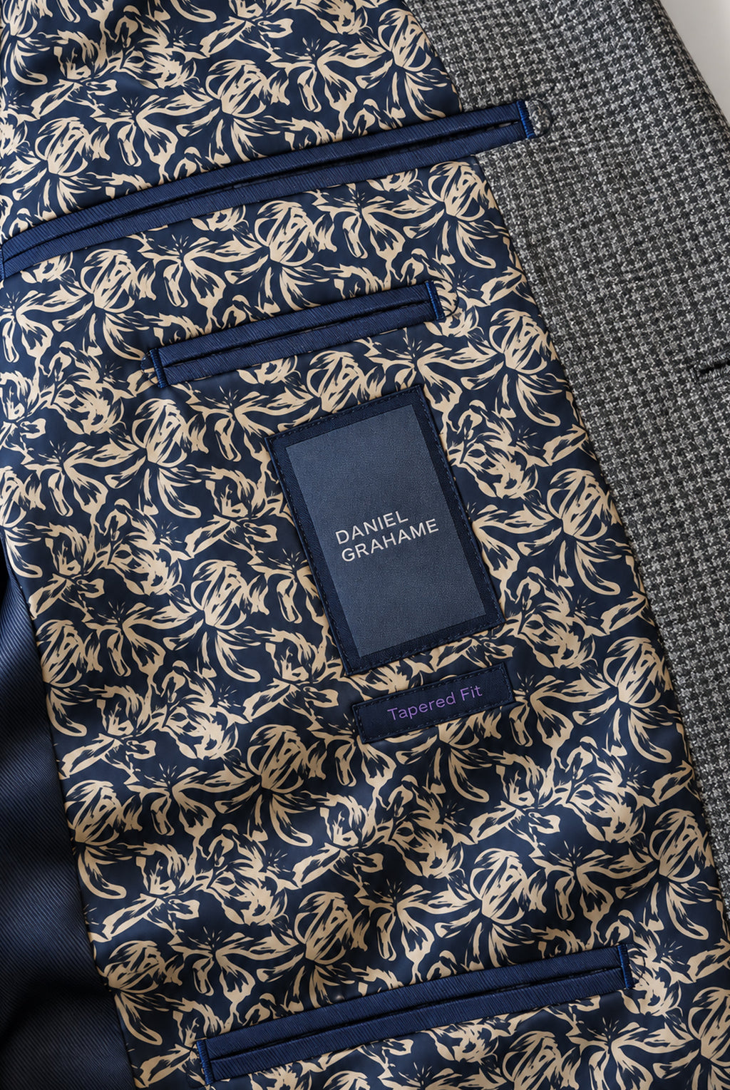 Dale Cotton Blend Textured Jacket – Grey Puppytooth