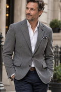 Dale Cotton Blend Textured Jacket – Grey Puppytooth