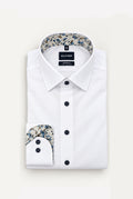 Luxor Business shirt, Modern Fit, Global Kent - White / Taupe Floral