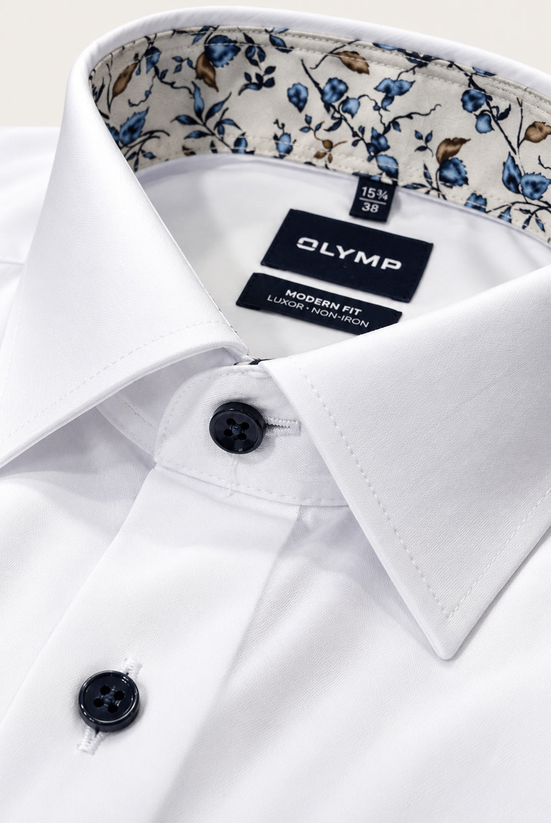 Luxor Business shirt, Modern Fit, Global Kent - White / Taupe Floral