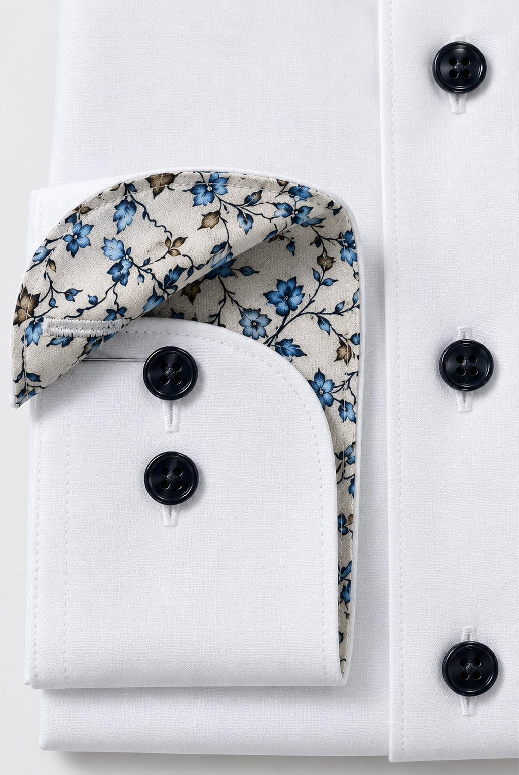 Luxor Business shirt, Modern Fit, Global Kent - White / Taupe Floral