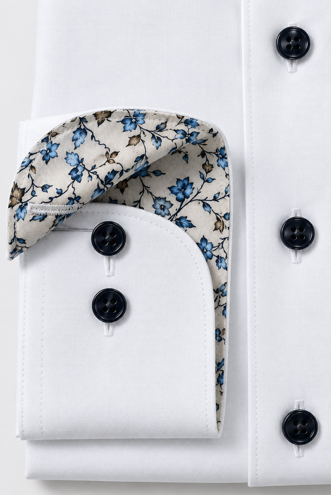 Luxor Business shirt, Modern Fit, Global Kent - White / Taupe Floral