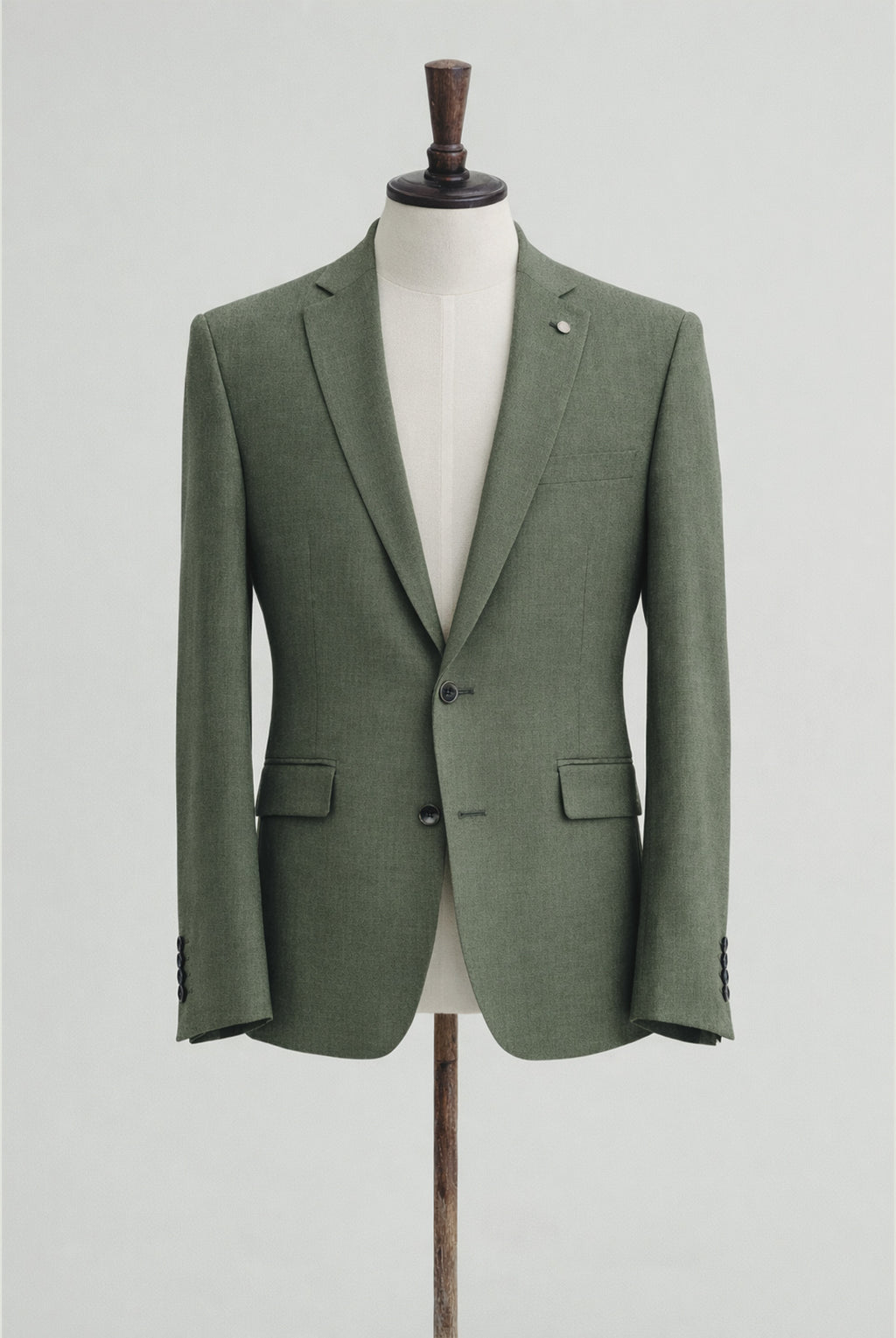 Tapered-fit Stretch Smokey Green Suit - Trousers