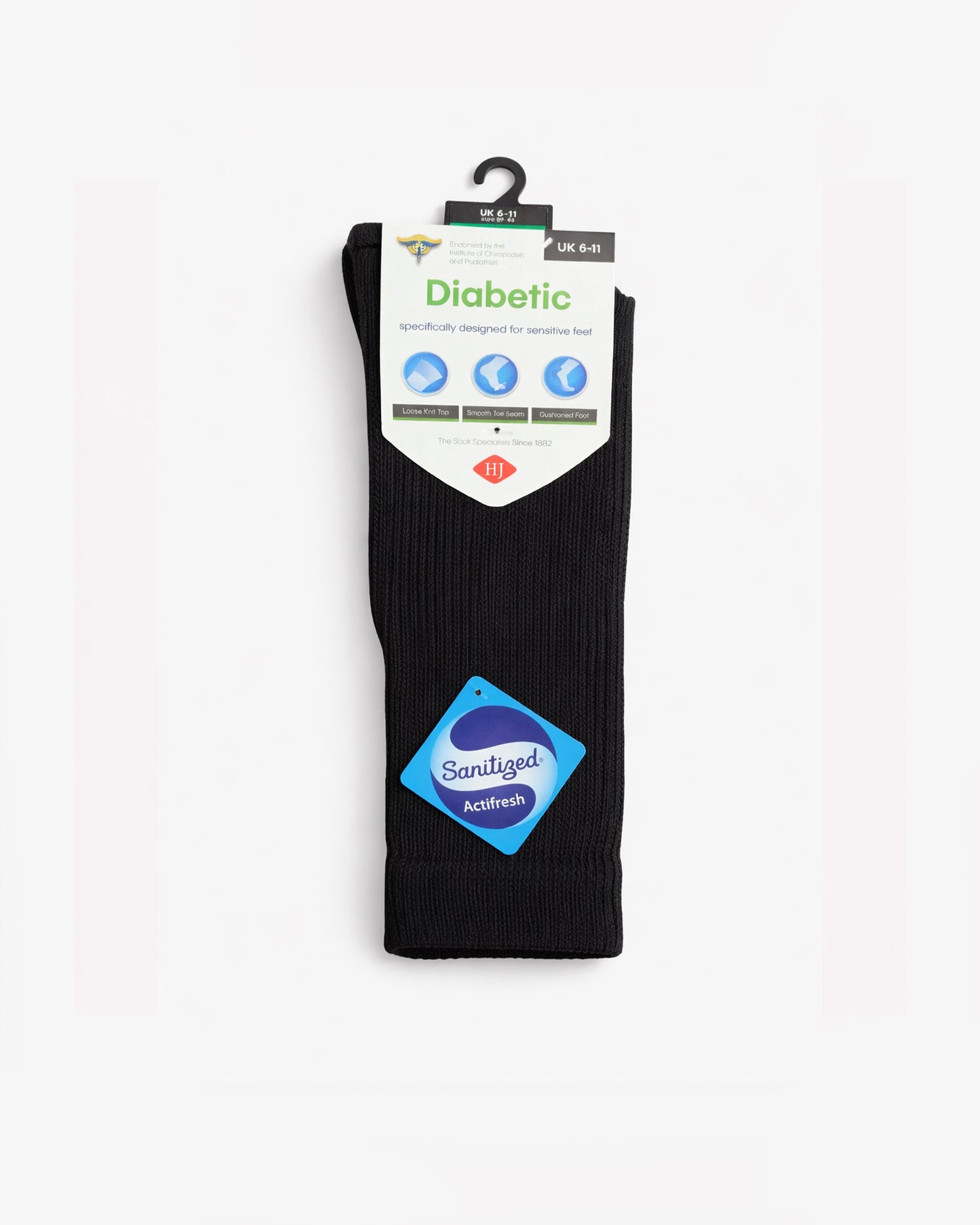 Cotton Diabetic Sock - HJ1351 - Black