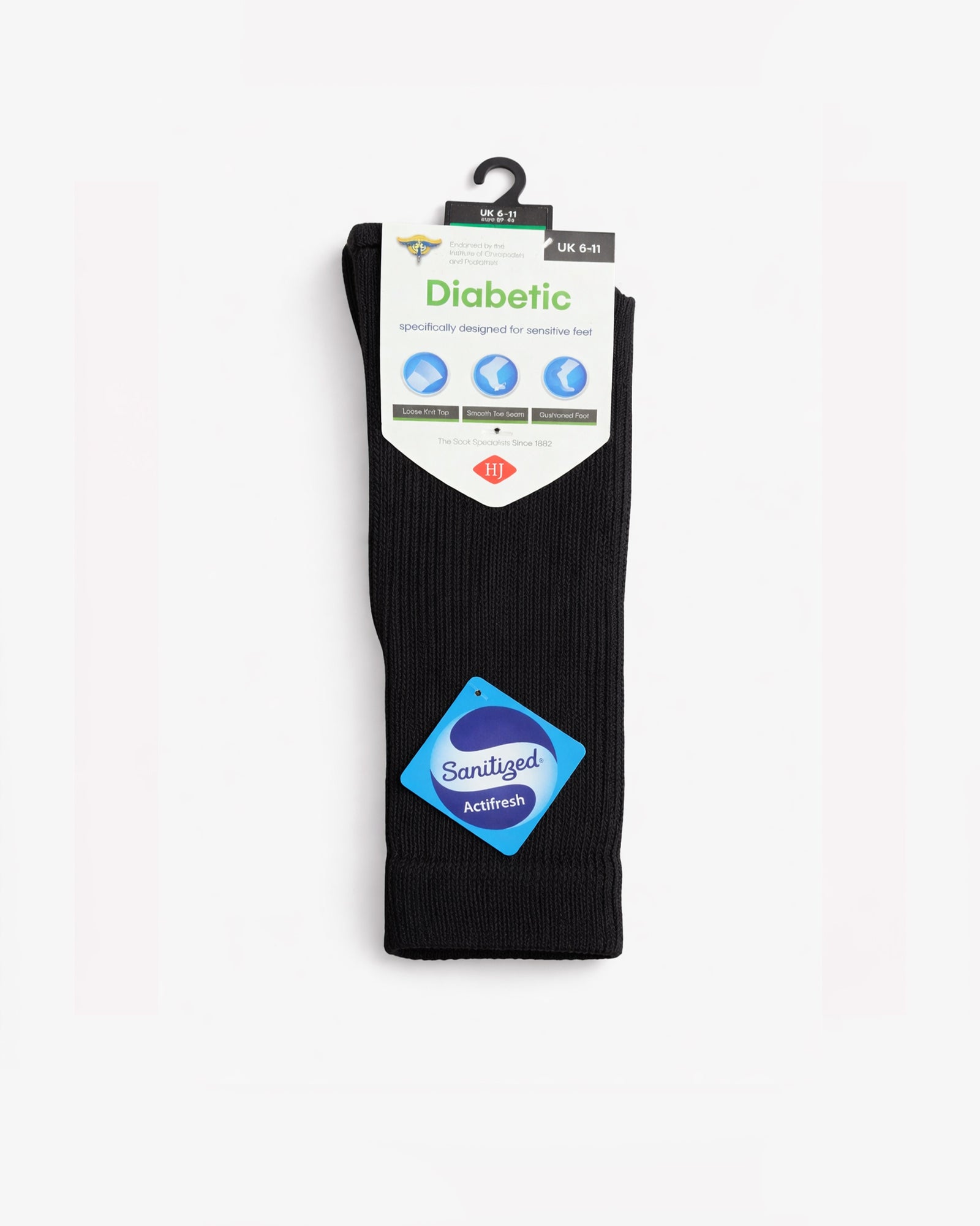 Cotton Diabetic Sock - HJ1351 - Black